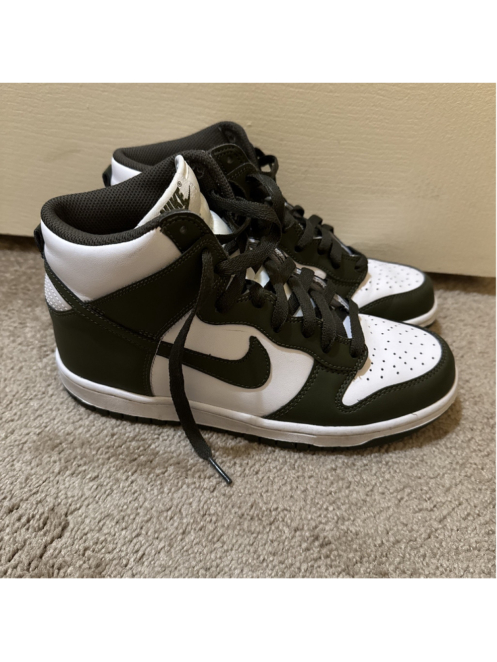 Nike Dunk High GS Olive White Sneakers Kids 6.5Y/8W Basketball Shoes